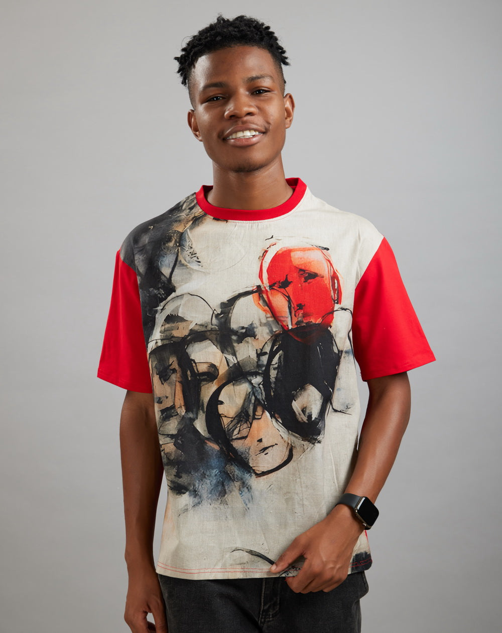 Red Echo (Oversize Linen T-Shirt) – KRAMPSTER®️