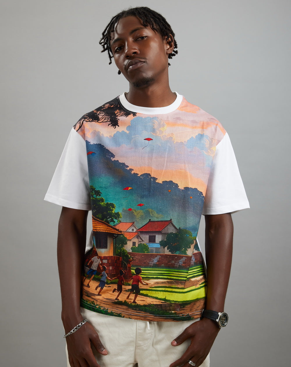 Village Skies (Oversize Linen T-Shirt) – KRAMPSTER®️