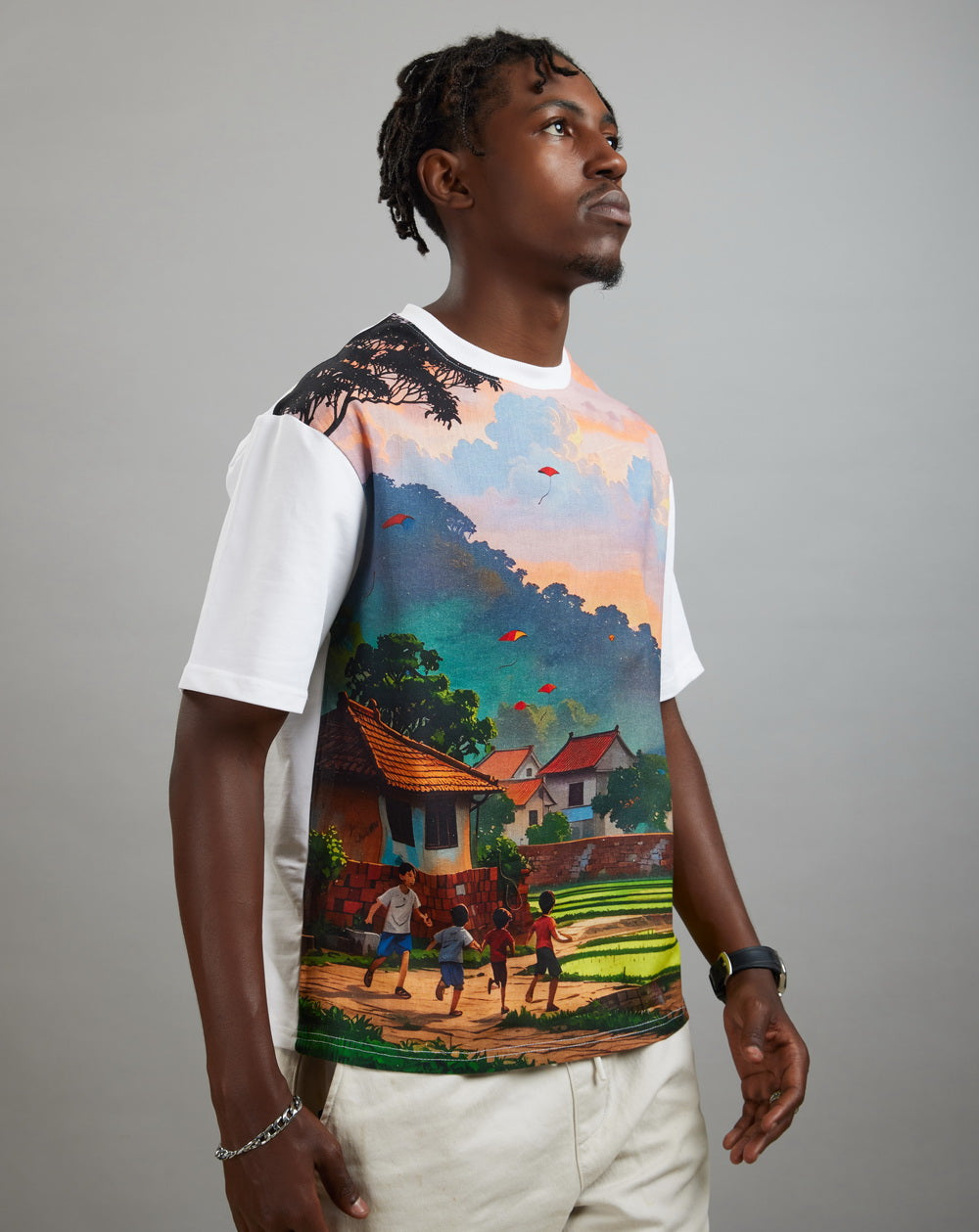 Village Skies (Oversize Linen T-Shirt) – KRAMPSTER®️