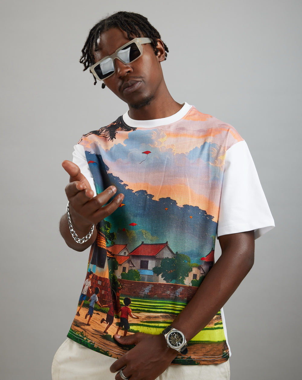 Village Skies (Oversize Linen T-Shirt) – KRAMPSTER®️