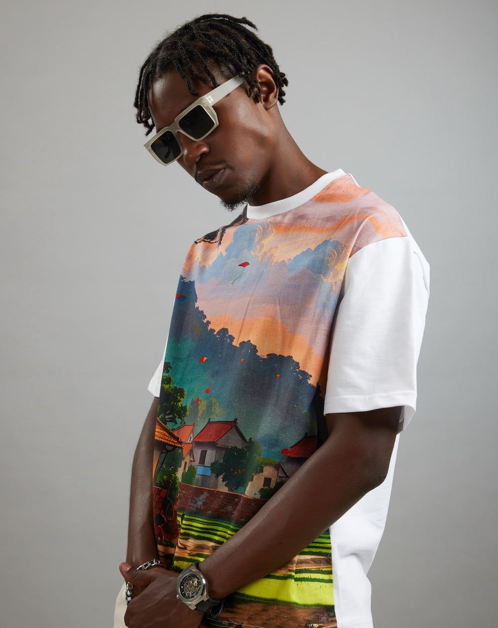 Village Skies (Oversize Linen T-Shirt) – KRAMPSTER®️